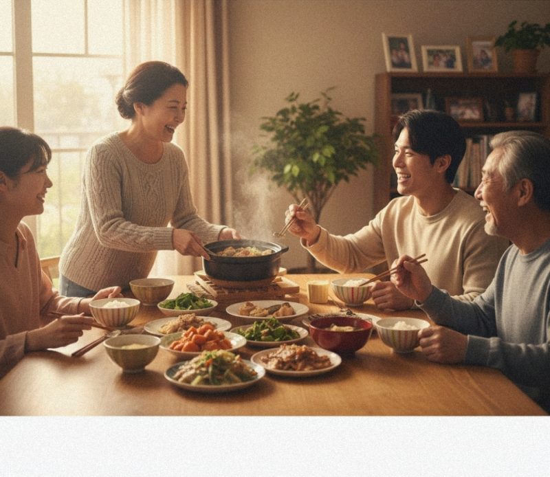 温かみのある家庭の食卓風景
