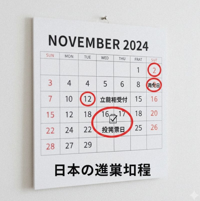 選挙日程を示すカレンダーのイメージ