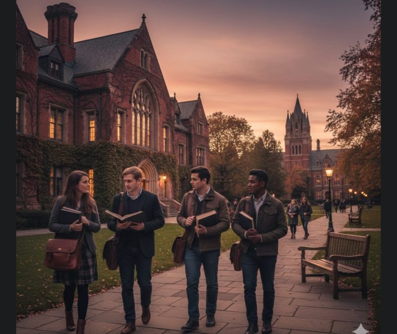 大学のキャンパスとアカデミックな雰囲気