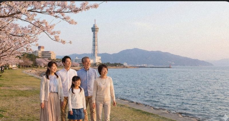 福岡の穏やかな風景と家族のイメージ