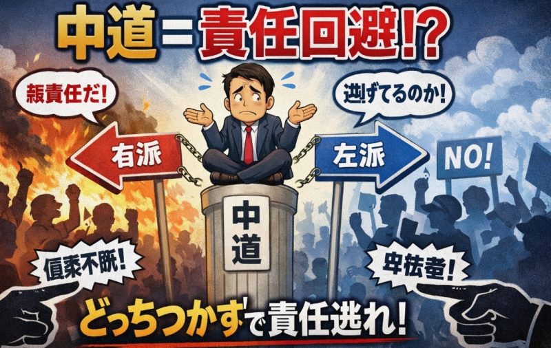 ヤフコメで「中道」が批判されるイメージ