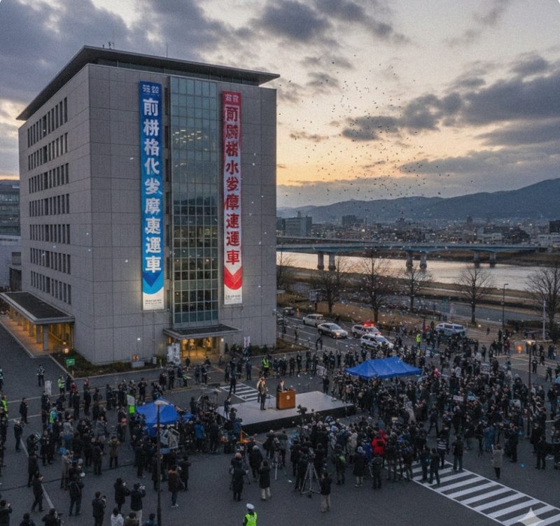 前橋市庁舎と前橋市長選のイメージ写真