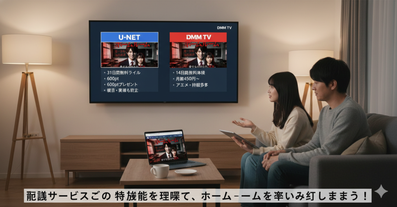 動画配信サービスの比較検討する様子