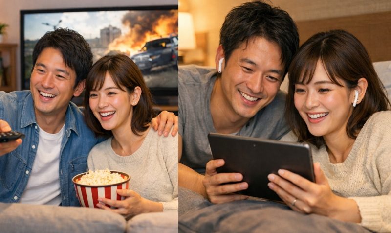 動画配信サービスを楽しむ女性