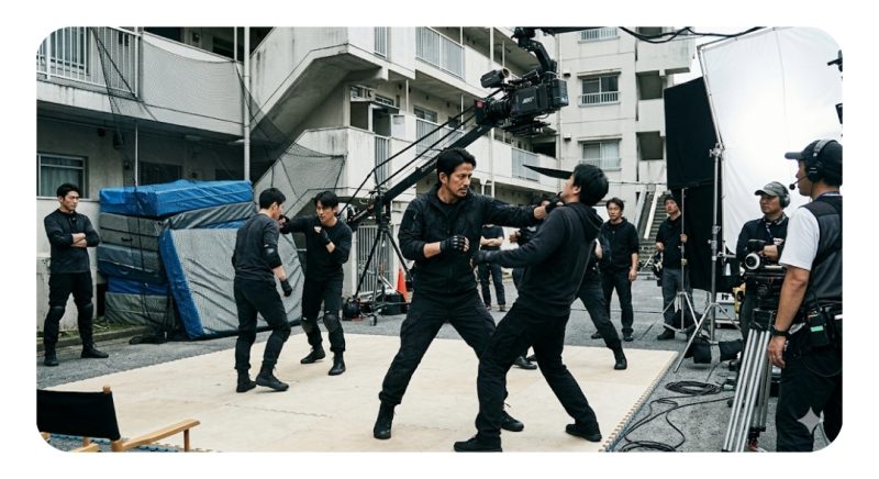 岡田准一が担当したファイトコレオグラファーをイメージしたスタント訓練の様子