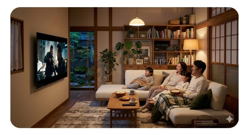 映画鑑賞を楽しむリビングのイメージ