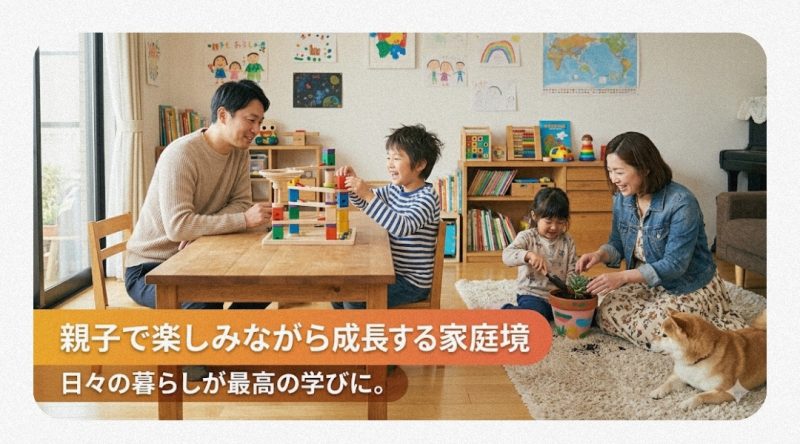 笑顔で子供を見守る父親）