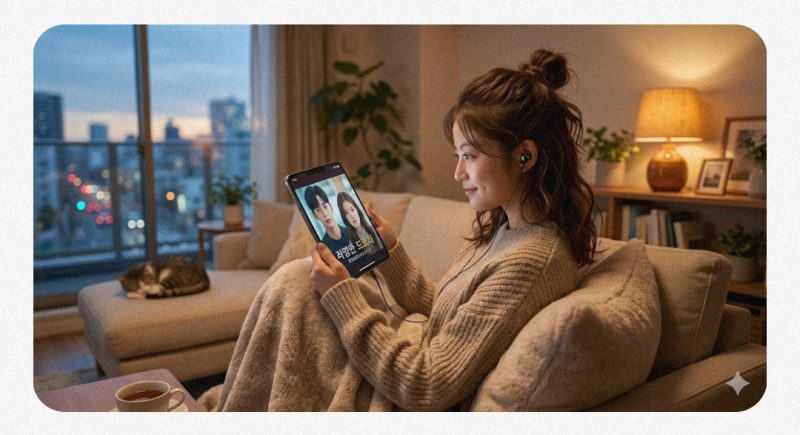 U-NEXTでドラマを楽しむ様子