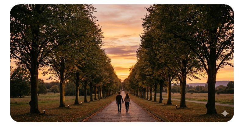 信頼関係を象徴する並木道の風景