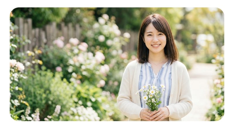 白いワンピースを着た透明感のある日本人女性