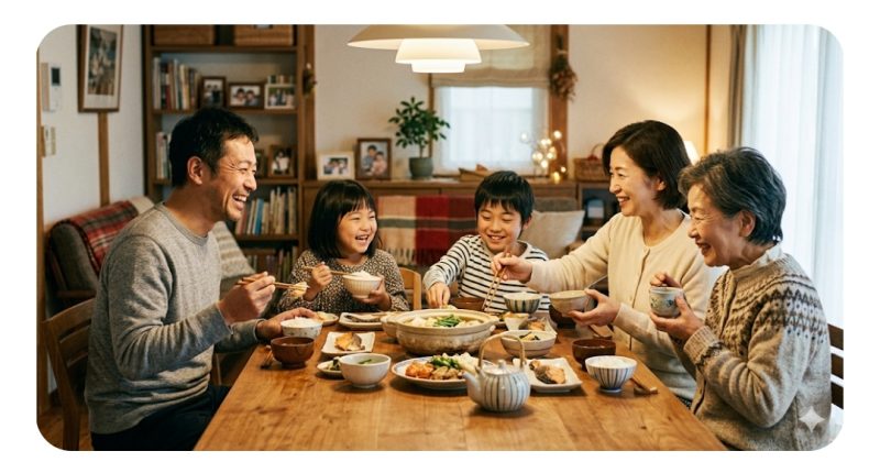 一家団らんの家族の和やかなイメージ