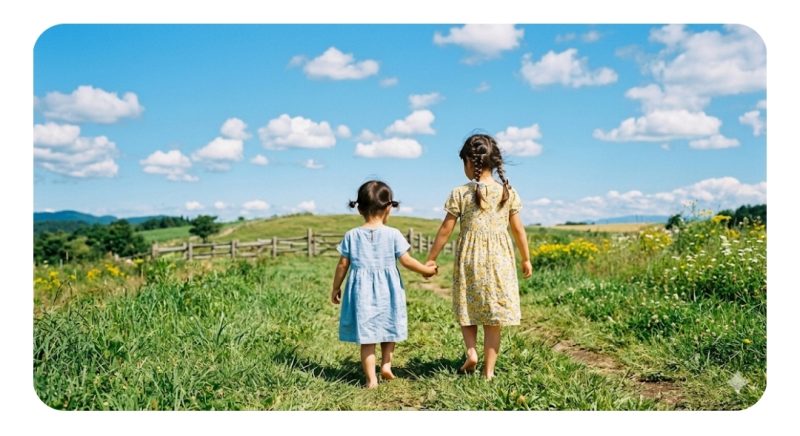 仲良く歩く姉妹のイメージ