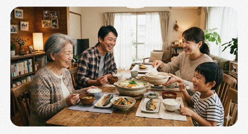 家族の温かさを感じさせる食卓の風景イメージ