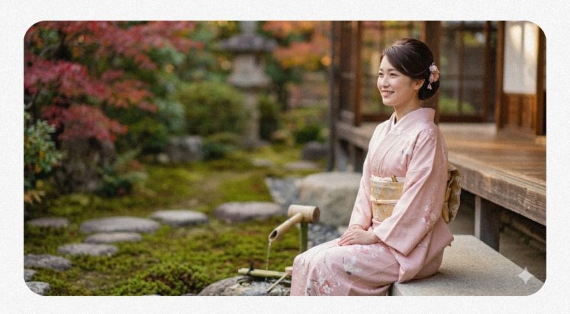 和装の女性が微笑むイメージ