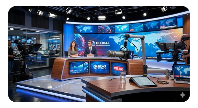 ニュース番組のスタジオセットのイメージ