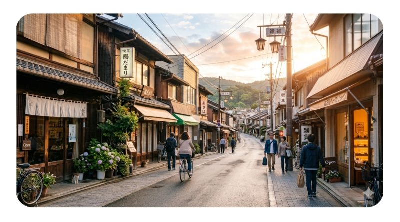 の光が差し込む街並みのイメージ