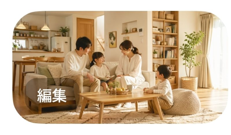 温かい家庭をイメージしたリビングの風景