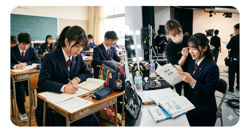 芸能活動と高校時代の学業を両立させたイメージ