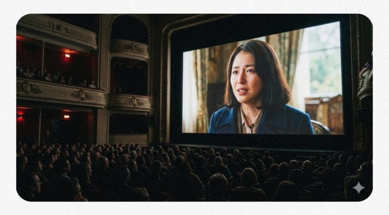 映画館のスクリーンと観客のシルエット