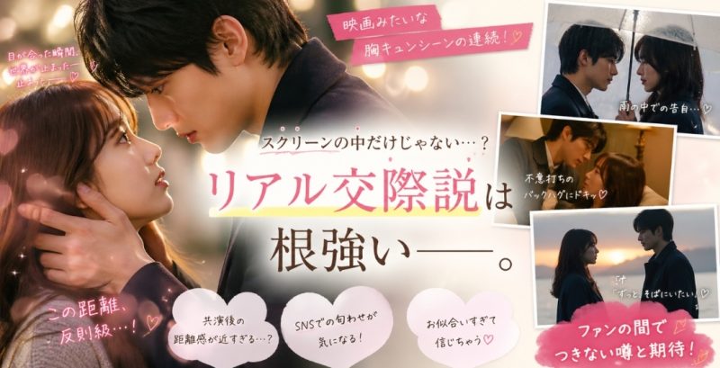 胸キュンシーンの多い恋愛映画でのリアル交際説は根強い(イメージ)