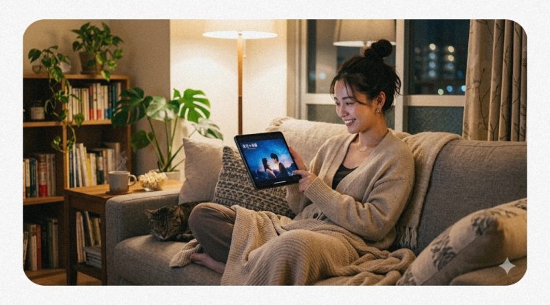 U-NEXTで新垣結衣のドラマを楽しむ様子