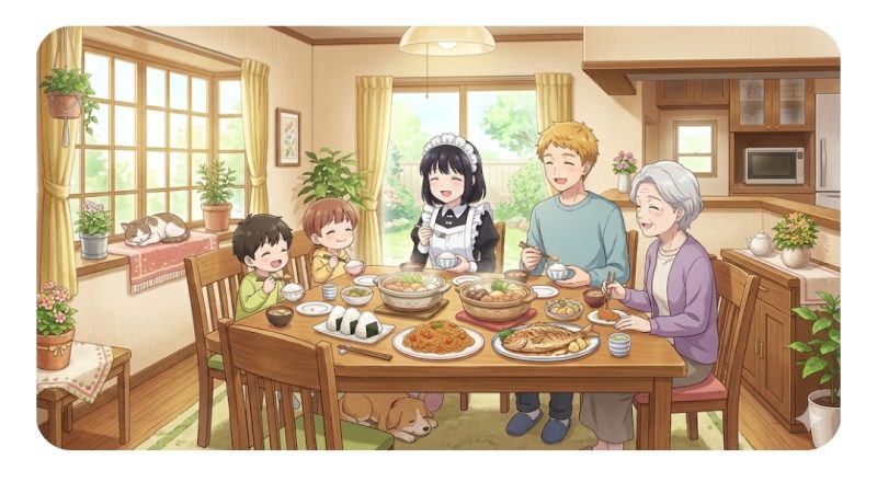 メイドと食事をテーマにした癒し系日常アニメ