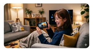 スマートフォンで映画やドラマを視聴する様子のイメージ