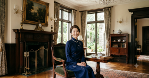 田中美里さんの上品でお嬢様なイメージを連想させるクラシカルな洋館の室内