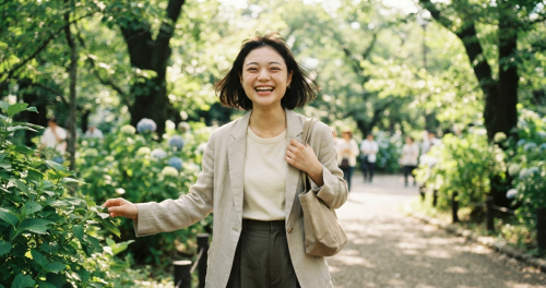 撮影現場で微笑む杉咲花