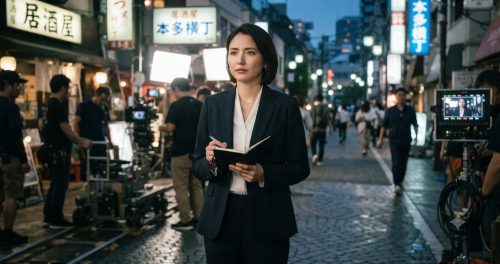 撮影中、凛とした表情を見せる長澤まさみさん