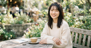 柔らか微笑を浮かべる恒松祐里のポートレート