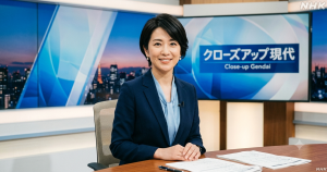 知的で上品な女性アナウンサーがニュースを伝えているイメージ