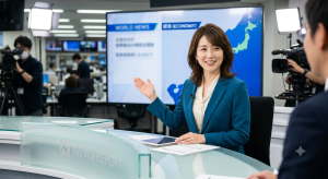 笑顔でニュースを伝える桑子真帆アナウンサー